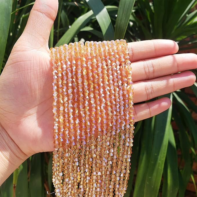 4mm Bicone 1800Pcs Gold Champagne AB Crystal Glass Beads Small Faceted Bicone - Image 3