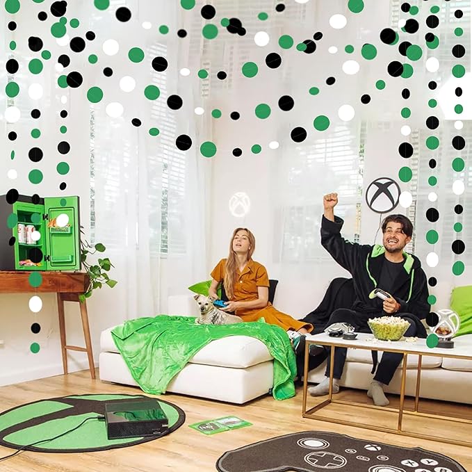 46 Ft Black Green Party Decorations Polka Dots Garlands Green and Black White - Image 5