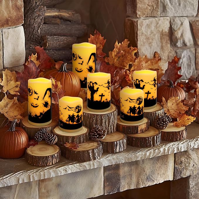 12-Pack Halloween LED Flameless Pillar Candles - Image 7