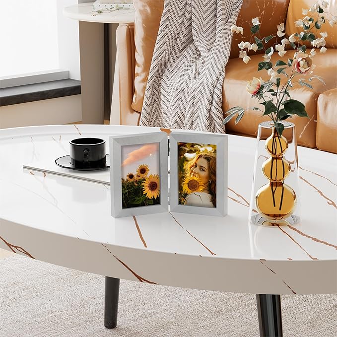 decorUhome Double 4x6 Picture Frame Vertical, Engineered Wood Bifold Photo Frame - Image 2