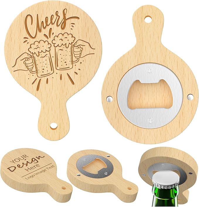 8 Custom Magnetic Bottle Opener Refrigerator, Personalized Engraved Wood Beer by Shueewago