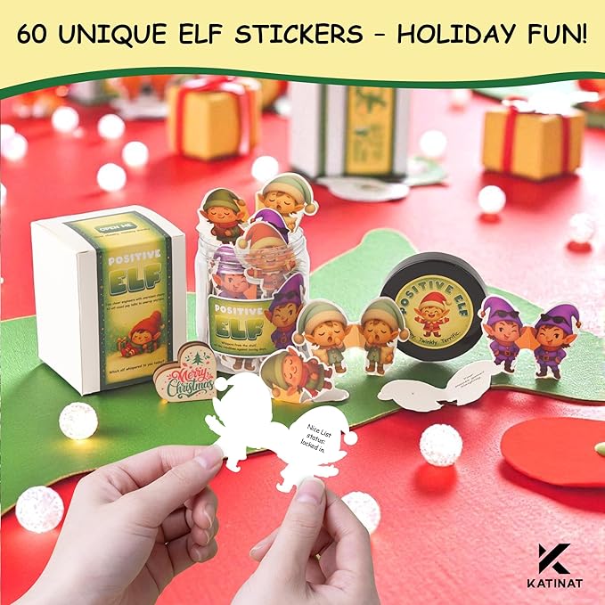 Positive Elf Jar – 60 Funny Emotional Support Elf, Christmas Gifts - Image 3