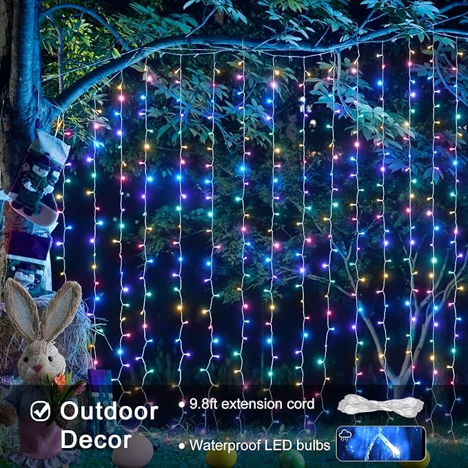 JMEXSUSS 300LED Easter Decorations Curtain Lights - Image 3