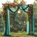 Wedding Arch Draping Fabric, 2 Panels 28" x 19Ft Emerald Green Arch Drapes by Partisky