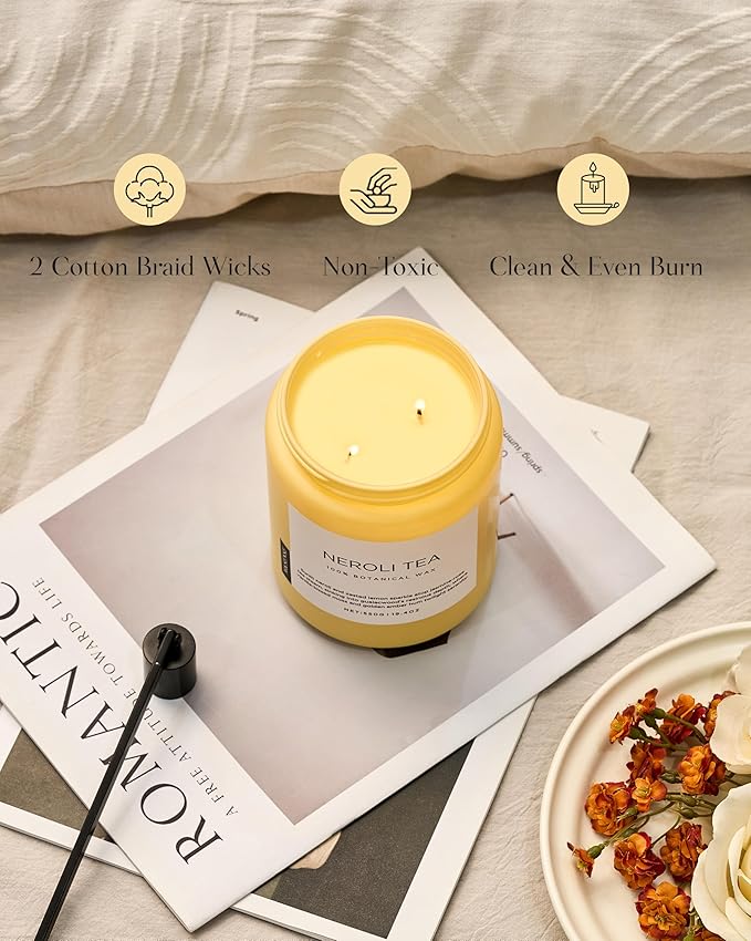 M&SENSE Neroli Tea Scented Candle, 19.4oz 110 Hours Long Lasting Burn 2 Wick - Image 5