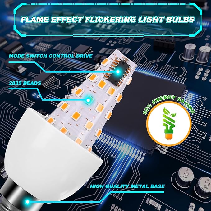 E12 LED Flickering Candelabra Flame Effect Light Bulbs - Image 3