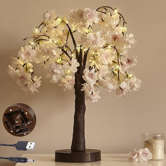 LITBLOOM Lighted Cherry Blossom Tree Pink 18IN 40 LED - Image 2
