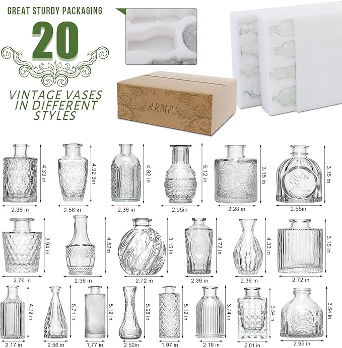 Arme 20 Pcs Bud Vase Set, Mini Vases - Image 2