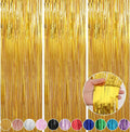 Crosize 3 Pack 3.3 x 9.9 ft Gold Foil Fringe Glitter Curtains Party Decorations by Crosize