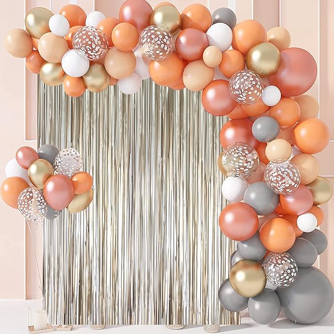 3 Pack 3.3 x 8.2 ft Matte Champagne Foil Fringe Backdrop Curtains, Fringe - Image 7