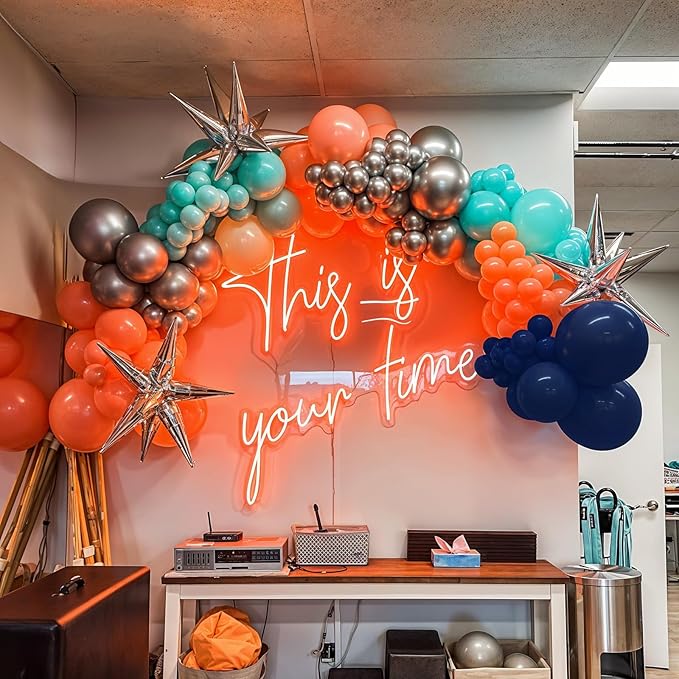 Blue Orange Balloons, 12 Inch Teal Navy Bule Balloons - Image 7