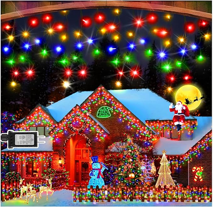 KNONEW 33FT 400 LED Christmas Lights Outdoor Black Wire String Lights by KNONEW
