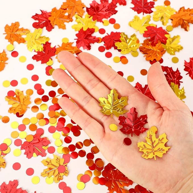 MARFOREVER Maple Leaf Fall Confetti, Thanksgiving Metallic Foil Confetti Autumn - Image 4