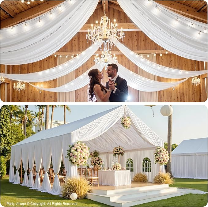 PartyVillage 10 Panels 5ftx30ft White Ceiling Drapes - Image 3