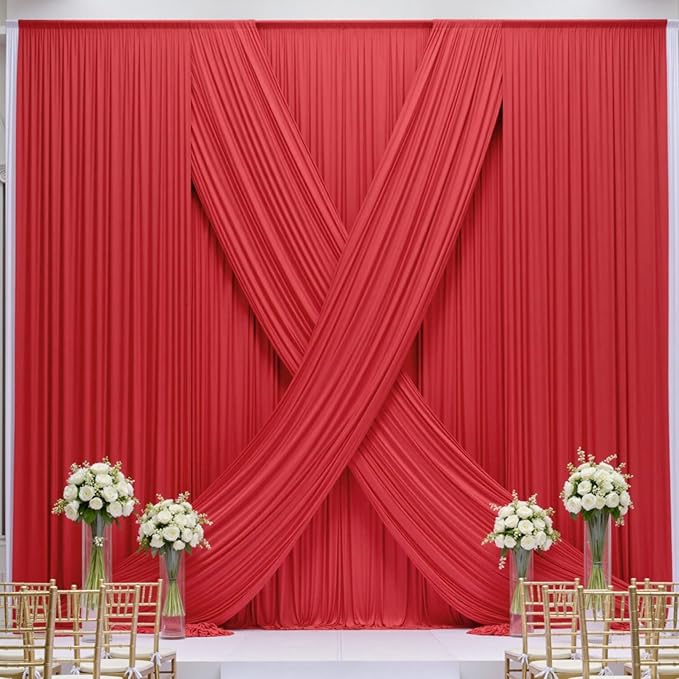 20ft x 15ft Red Wrinkle Free Backdrop Curtains - Image 6