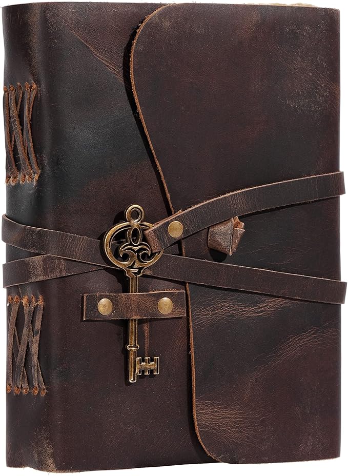 Leather Journal with Lined and Unlined Deckle Edge Paper 8x6 inch and Vintage - Image 6