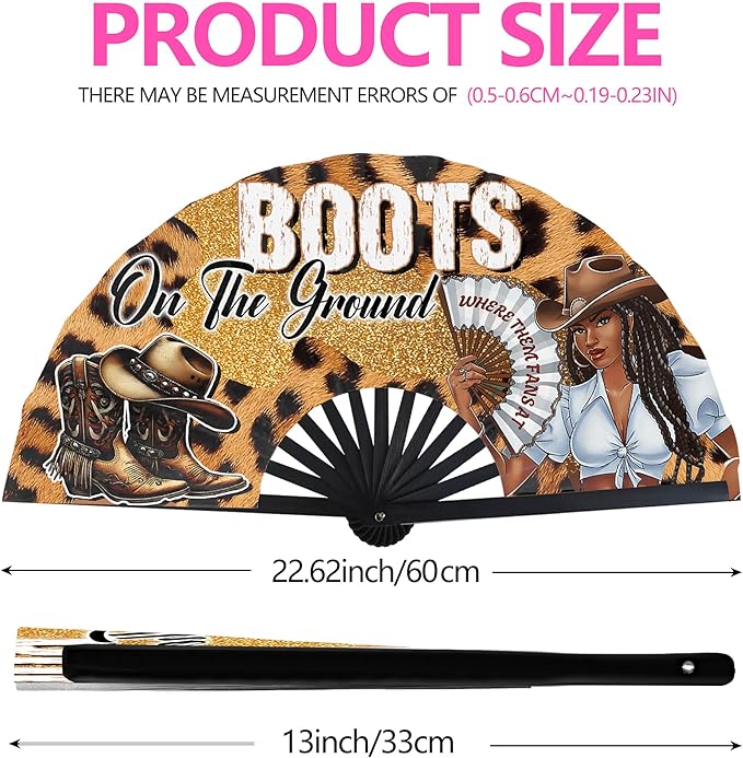 Boots On The Ground Hand Fan, Where Them Fans At Folding Fans, Clapping - Image 3