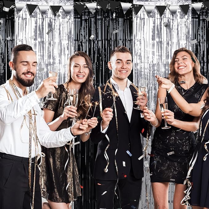 3 Pack 3.3Ft x 6.6Ft Graduation Foil Fringe Curtain Backdrop Decorations - Image 2