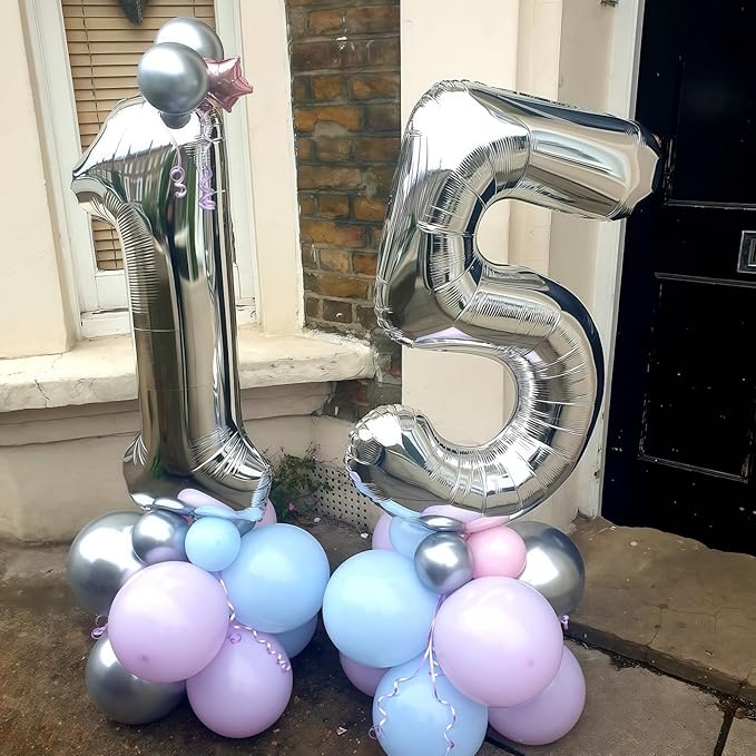Large Silver Number 17 Balloon, Foil Number 1 and 7 Helium Balloon, 40 Inch - Image 6