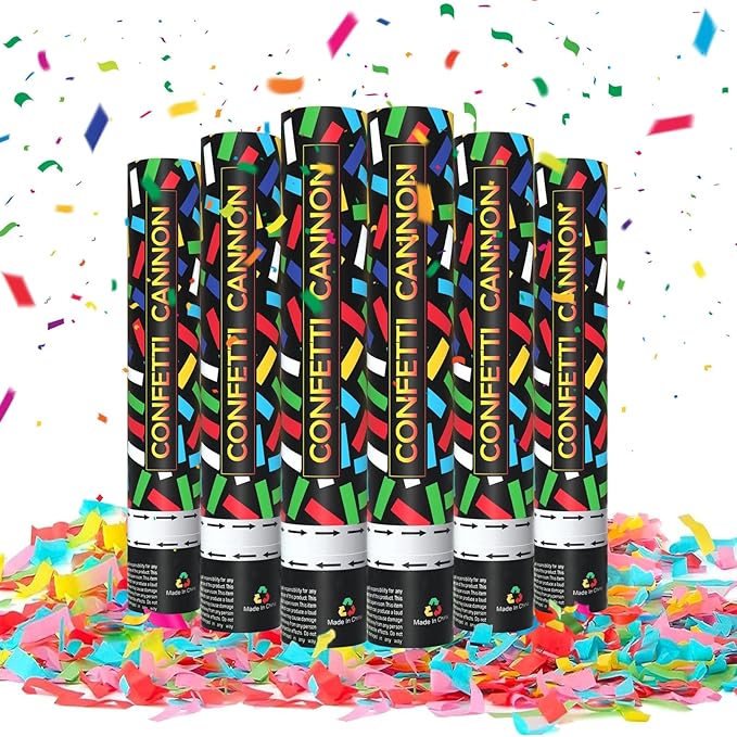 6 Pack Colorful Confetti Poppers, 12 Inch Biodegradable Confetti Cannon Party by Zankubom
