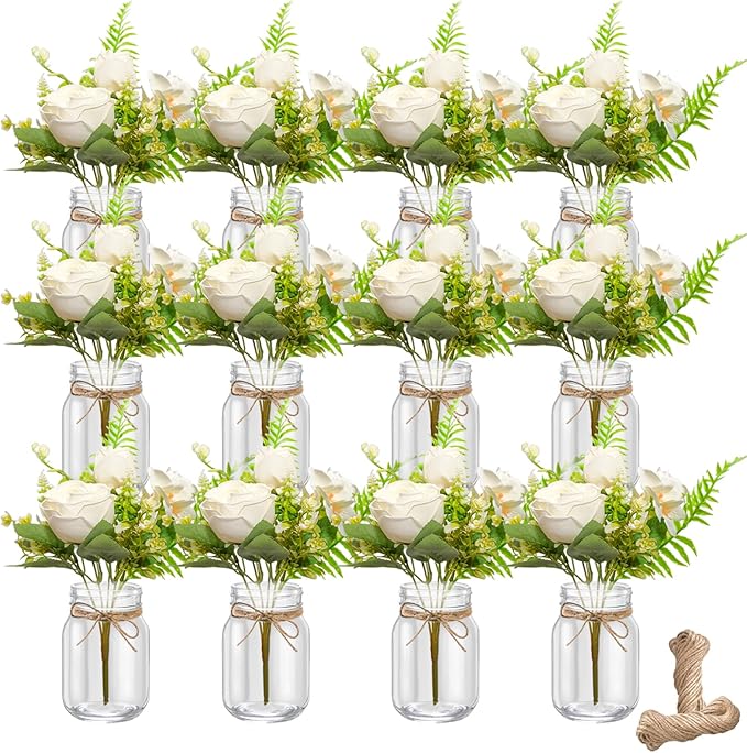 12 Pcs Mason Jar Table Centerpiece Floral Table Centerpiece Vases by TANEMUDO