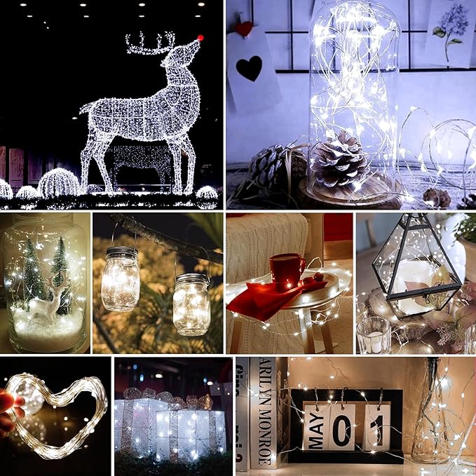 pozzolanas 8 Pack White Battery Operated String Lights - 7ft Waterproof Fairy - Image 7