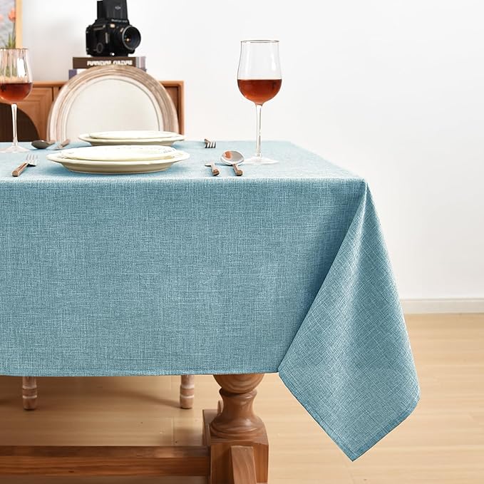 Fitable Faux Linen Table Clothes 2 Pack, Waterproof Fabric Tablecloths - Image 3