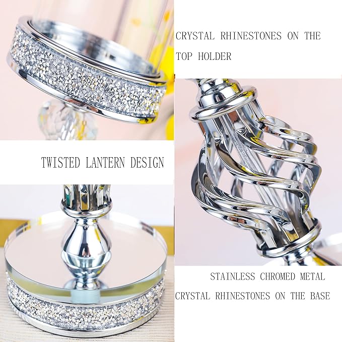 Hanjue Crystal Candle Holders for Pillar Candle, Metal Crystal Candle Holder - Image 2