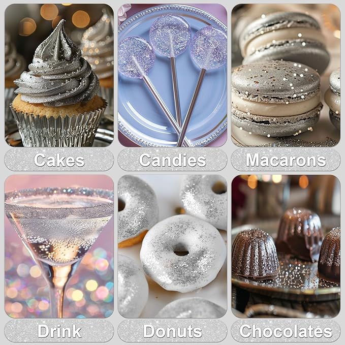 Silver Edible Glitter - 5g Food Grade Cake Decorating Shimmering Glitter - Image 5
