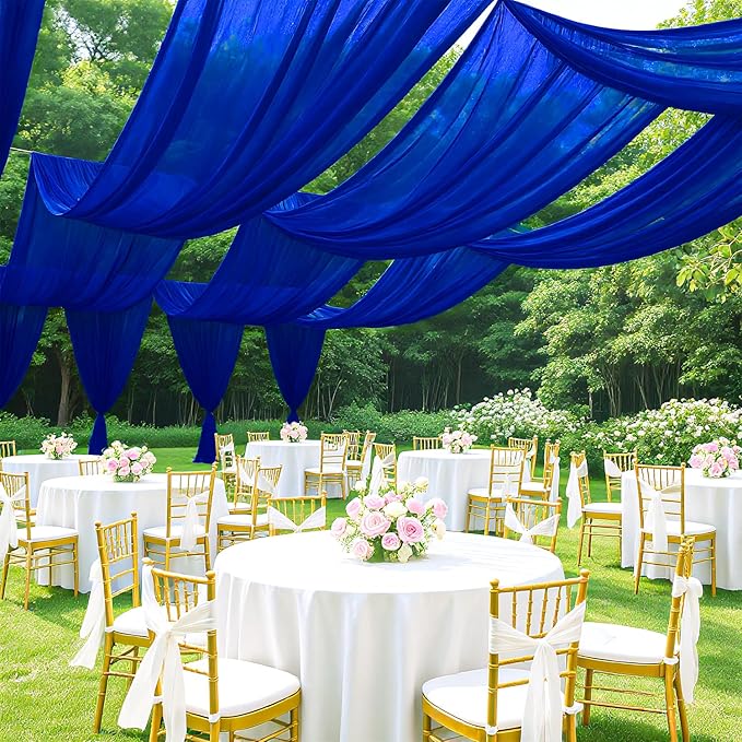 Blue Ceiling Drapes Wedding Arch Drapes Fabric 2 Panels 5FTx20FT Draping Fabric - Image 4