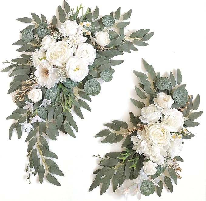 Faux Arch Flower Swag Set of 2 for Wedding Welcome Signs Floral Swag Wedding by Piklado