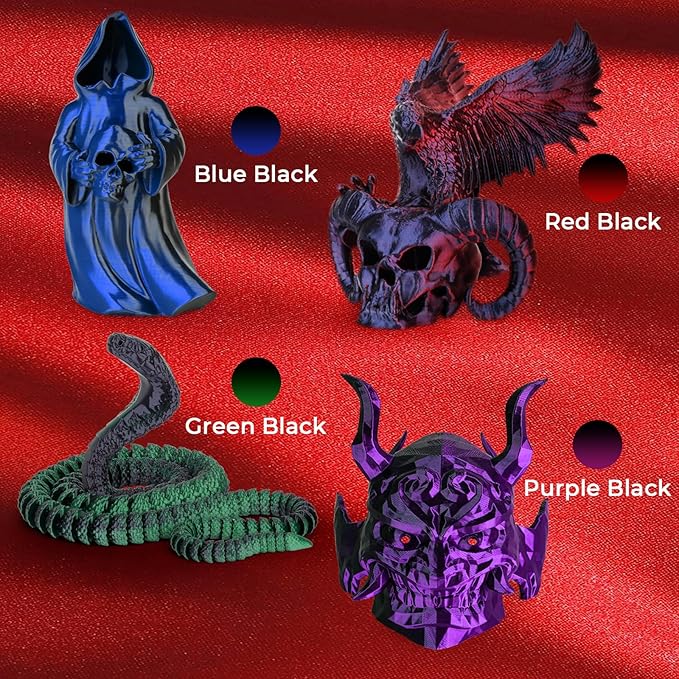 AMOLEN Silk PLA 3D Printer Filament 4KG Bundle, Shiny Dual Color PLA Filament - Image 2