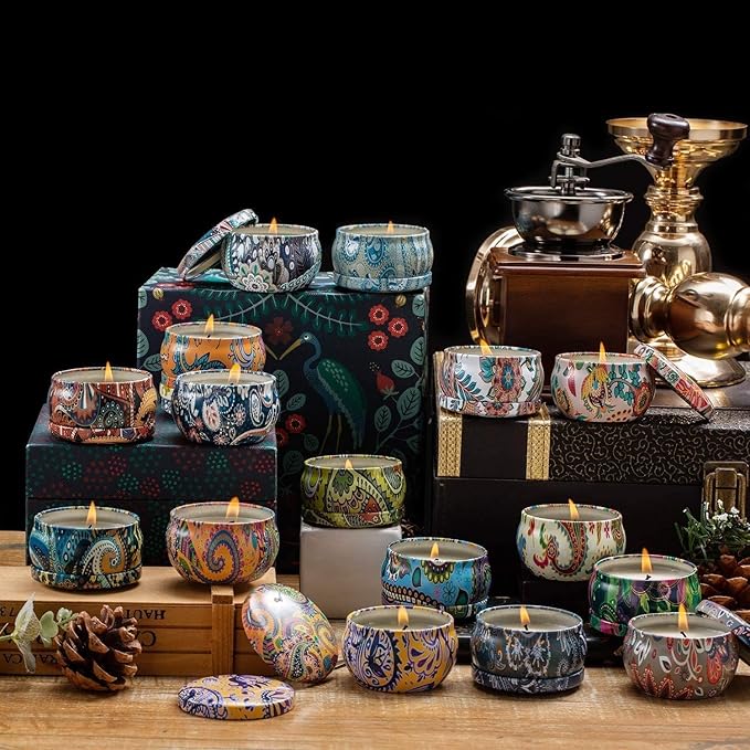Scented Candles Gift Set, Natural Soy Wax Portable Travel Tin - Image 4