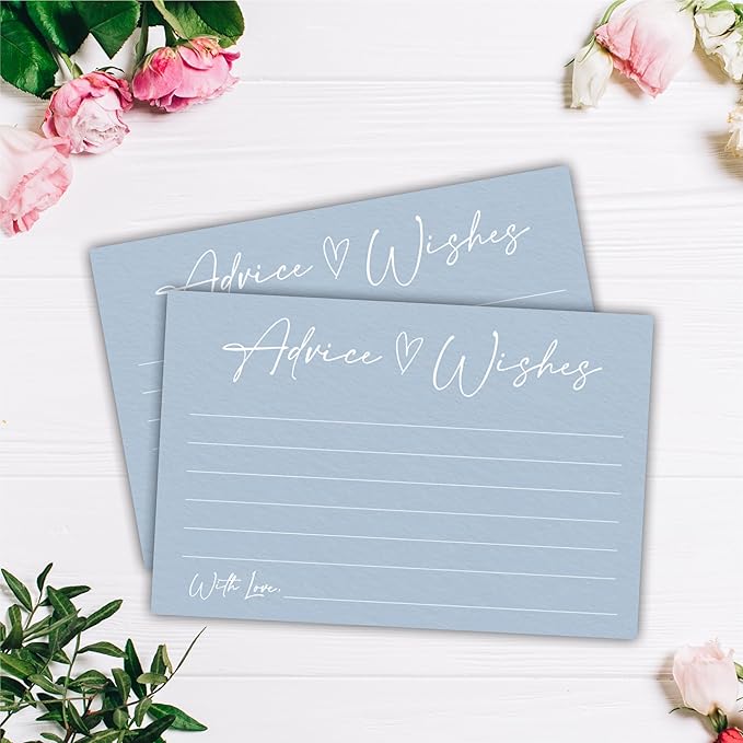 Advice And Wishes Cards, 30 Minimalism Blue Wishes Cards - Image 3