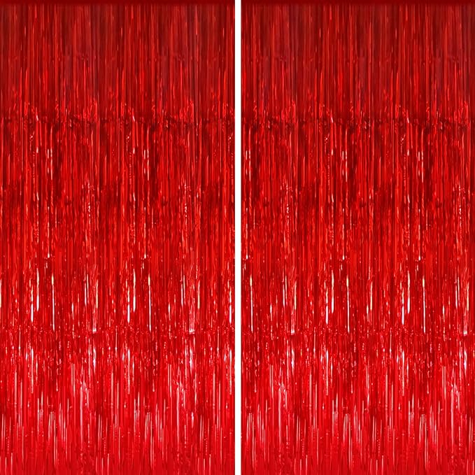 GOER 6.4 ft x 8.2 ft Metallic Tinsel Foil Fringe Curtains, Graduation by GOER