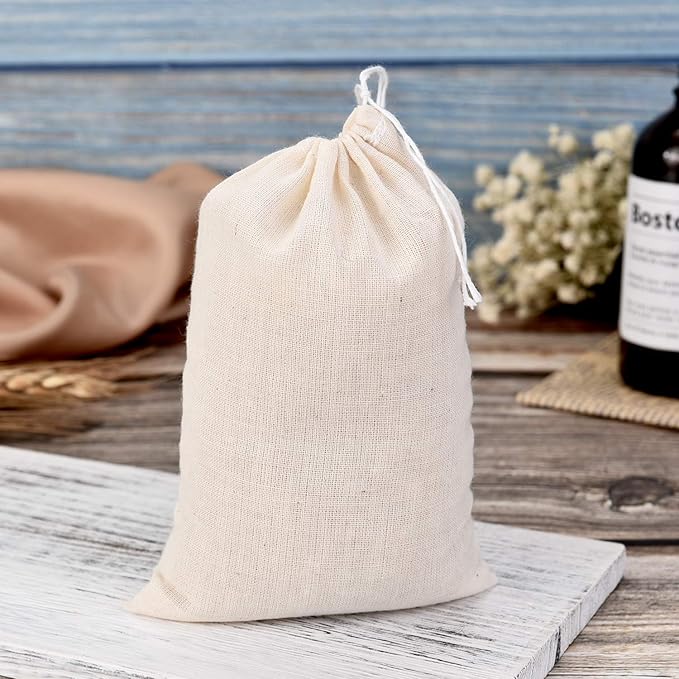 Tatuo 200 Pack Muslin Bags Burlap Drawstring sachet Bags Multipurpose Canvas - Image 4