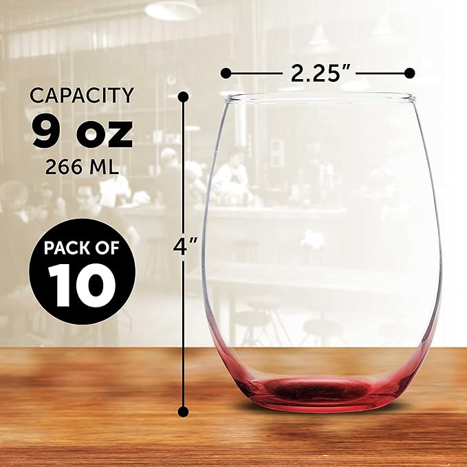DISCOUNT PROMOS Stemless Wine Glass 9 oz. Set of 10, Bulk Pack - Image 5