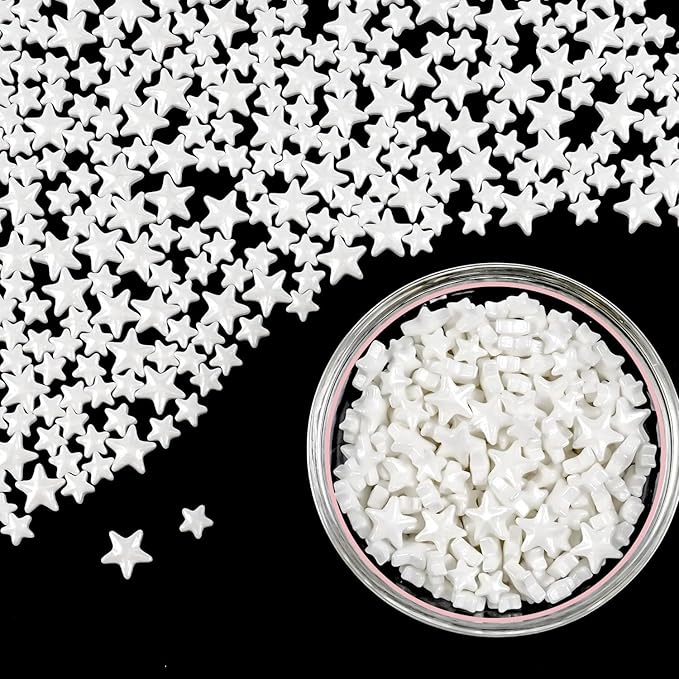White Star Sprinkles for Cake Decorating, Edible Star Candy, 150g/5.29oz Mix - Image 4