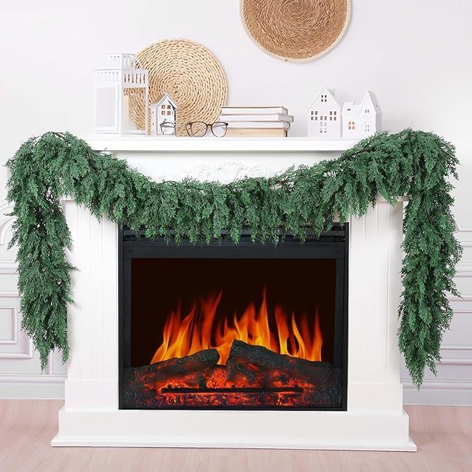 Hananona 9 FT Artificial Cedar Garlands, Outdoor Christmas Decorations by HANANONA
