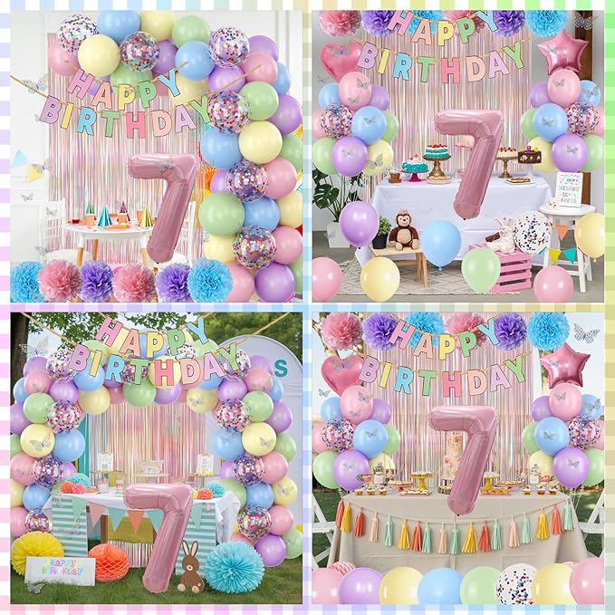 Pastel 7th Birthday Party Decorations - Image 7