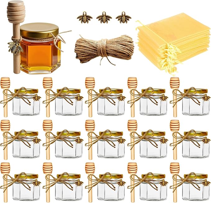 Adabocute Honey Pot 2oz, Mini Glass Honey Jars by Adabocute