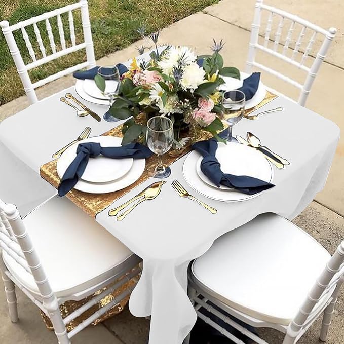 Fitable 6 Pack White Square Tablecloths - Image 5