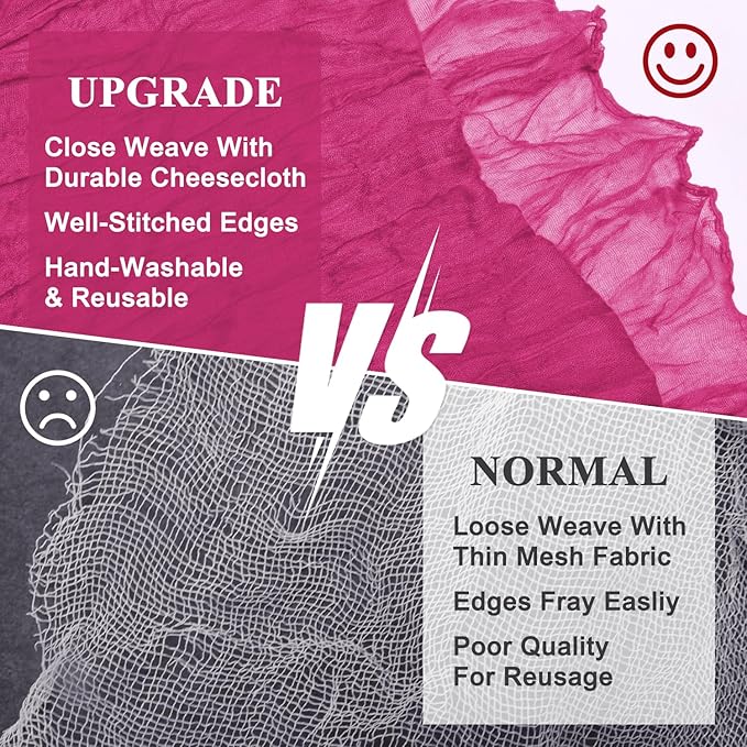 Asee'm Cheesecloth Table Runner 120 Inches Long Fuchsia Boho Gauze Cheese Cloth - Image 4