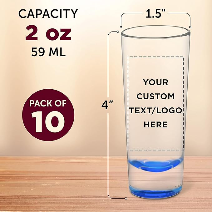 Custom Cordial Shooter Shot Glasses 2 oz. Set of 10, Personalized Bulk Pack - Image 5