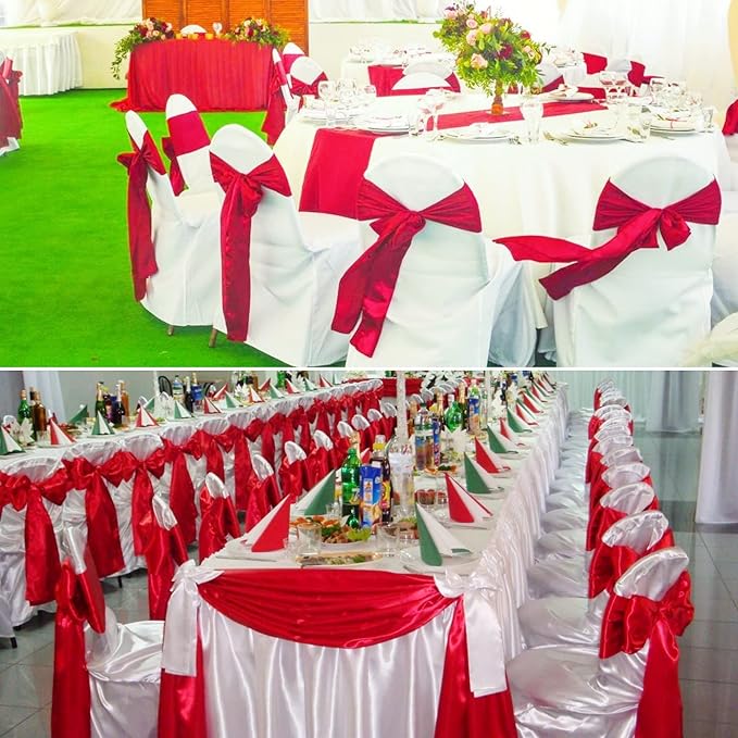 100 PCS Satin Chair Sashes Decorative Bows Satin Chair Sashes Ties Back Ribbon - Image 3