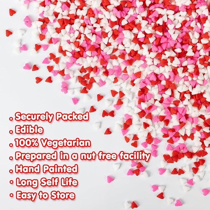 Edible Heart Sprinkles for Cake Decorating, Miniature Sugar Sprinkle for Baking - Image 7