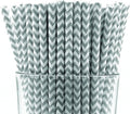 Pack of 900 Gray Chevron Biodegradable 4-Ply Paper Drinking Straws by Stephanie+Imports