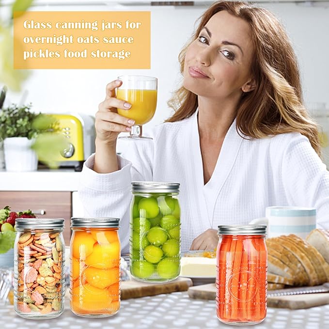 Encheng 12 Pack 32oz Wide Mouth Mason Jars - Image 4
