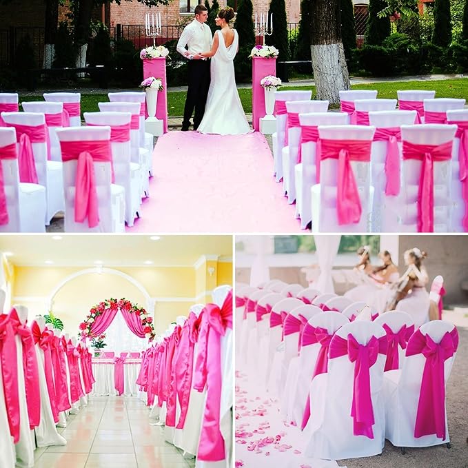 100 PCS Satin Chair Sashes Decorative Bow Chair Sashes Ties Back Ribbon Bows - Image 2