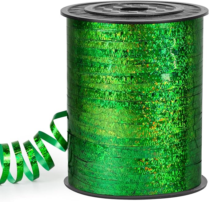 Green Curling Ribbon 500 Yard, Shiny Metallic by VISPAD